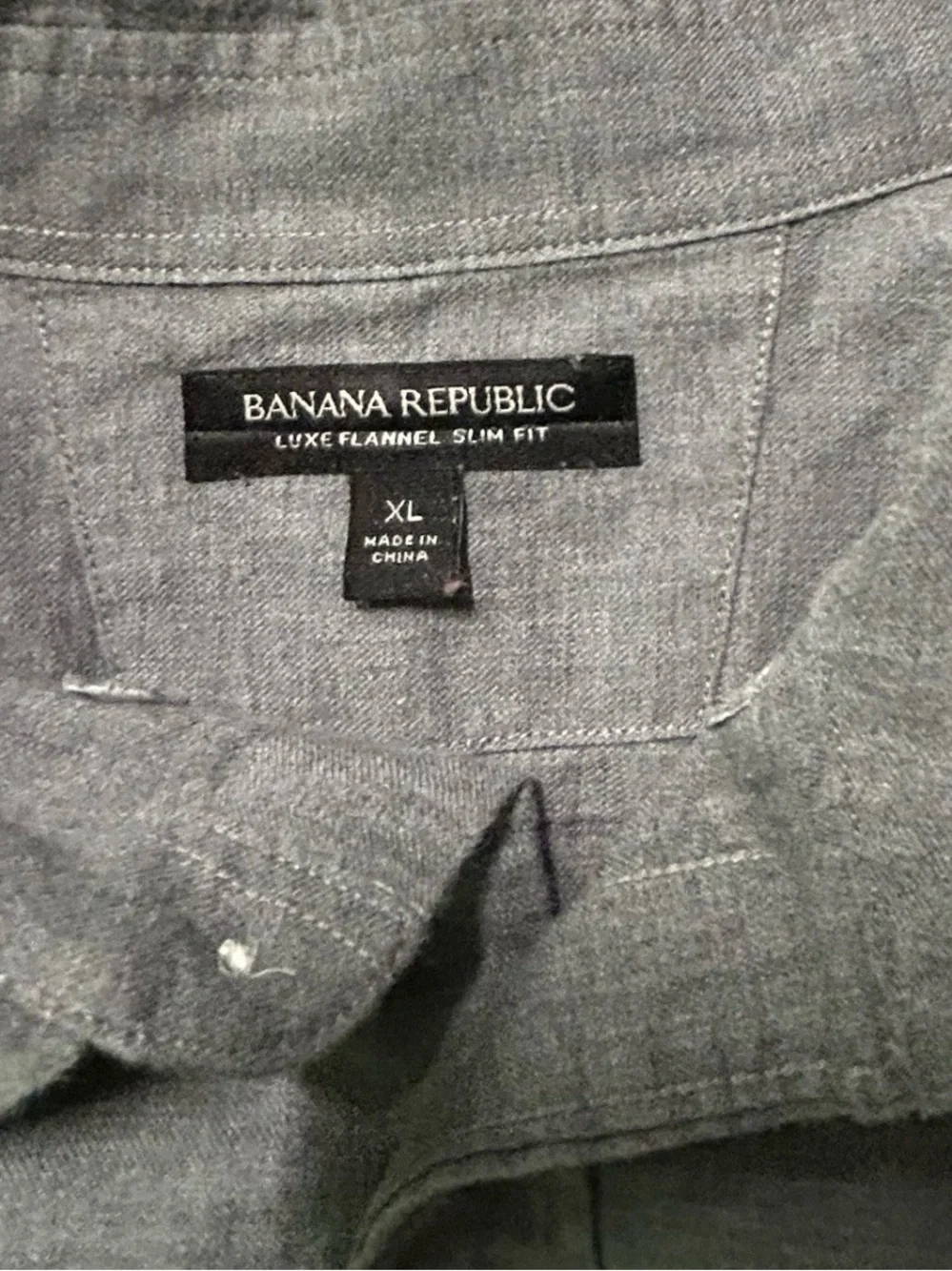 Men’s Banana Republic Luxe Flannel Slim Fit Grey Shirt Size XL